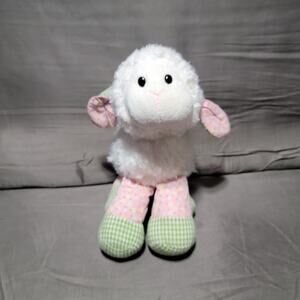 Ganz Frolicky Lamb Plush White Sheep Pink Green Legs Floppy Easter Spring Shaggy